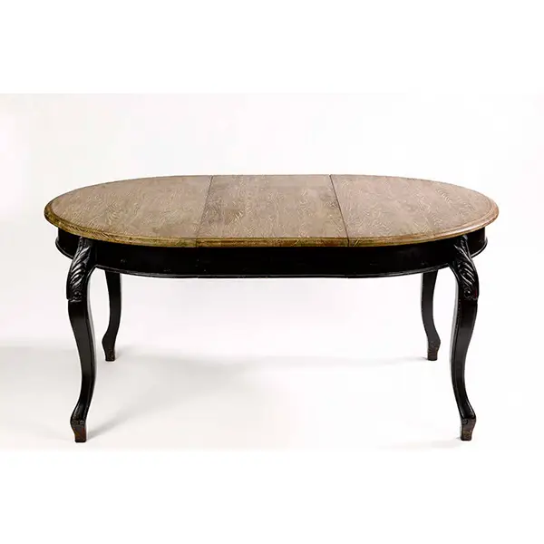 Mesa de comedor redonda extensible Vintage roble Ally Negra