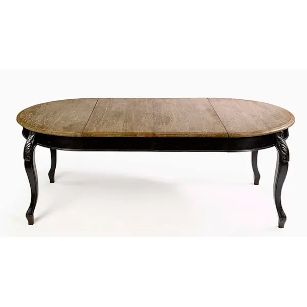 Mesa de comedor redonda extensible Vintage roble Ally Negra