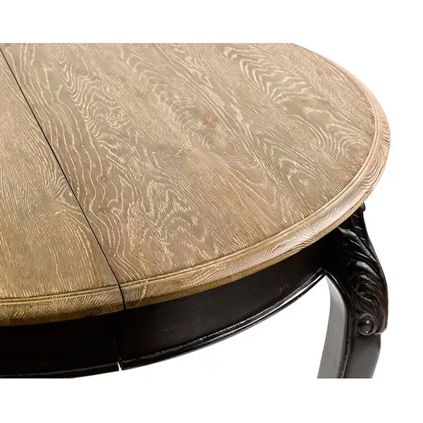 Mesa de comedor redonda extensible Vintage roble Ally Negra