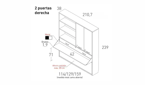 Cama abatible convertible en mesa de escritorio Jaris
