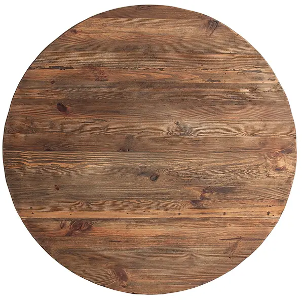 Mesa de comedor redonda fija de pino reciclado