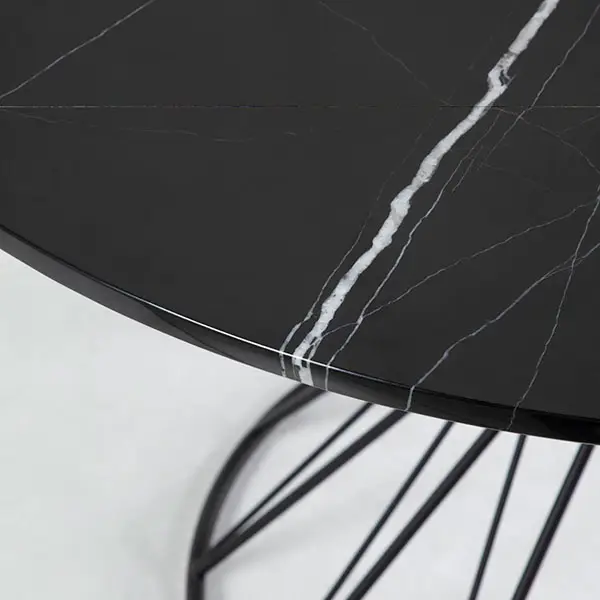 Mesa de comedor moderna redonda mármol negro Lit