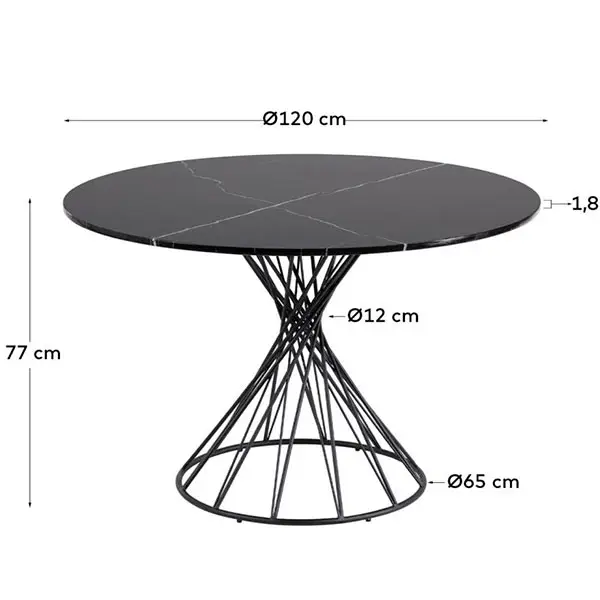 Mesa de comedor moderna redonda mármol negro Lit