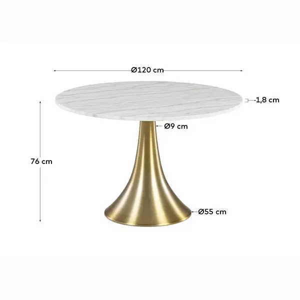 Mesa de comedor moderna redonda mármol y dorado Boot