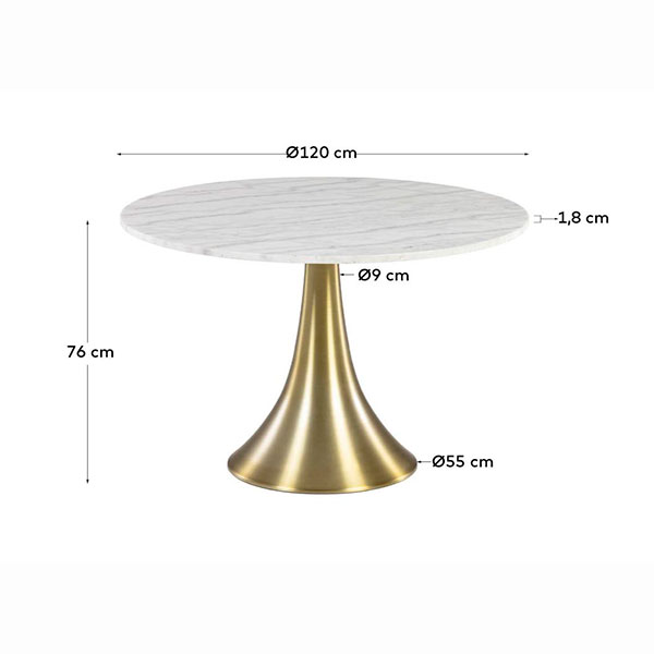 Mesa de comedor moderna redonda mármol y dorado Boot
