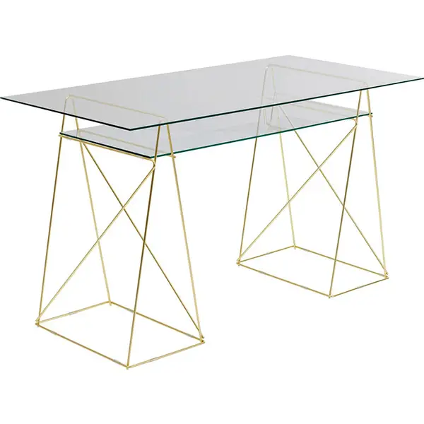 Mesa de escritorio moderna polar latón y cristal