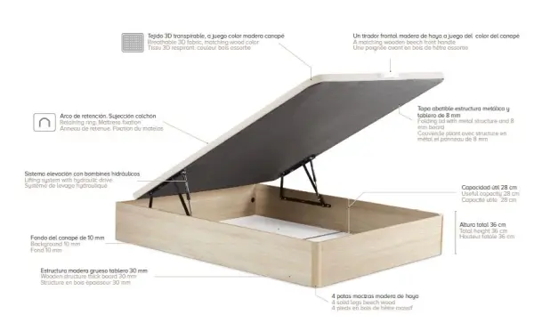 Canapé elevable madera modelo 400