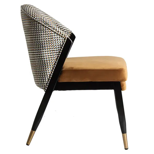 Silla de comedor tapizazda mostaza y estampado