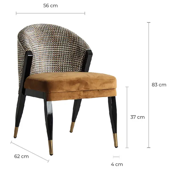 Silla de comedor tapizazda mostaza y estampado