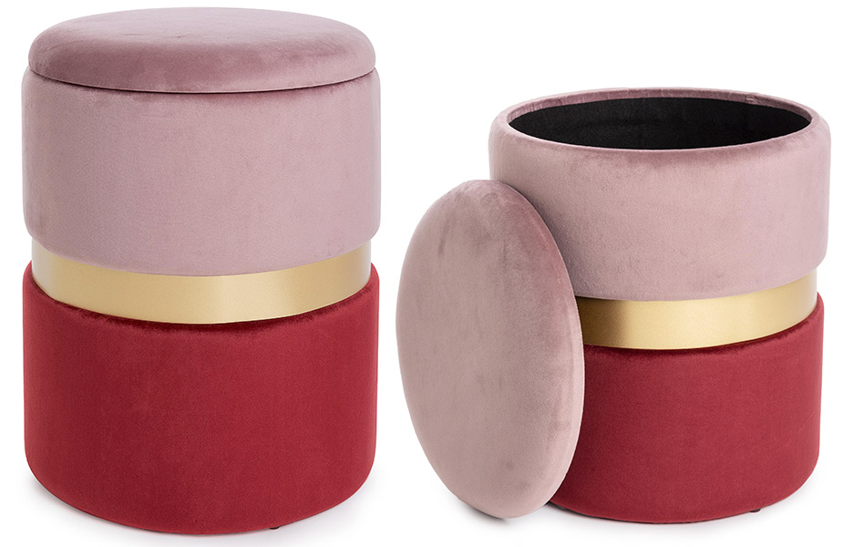 Set 2 puff rosa y rojo Lipona