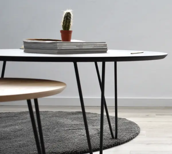 Mesa de centro nordica patas metalicas Luna
