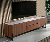 Mesa de televisión nogal y tapa porcelánico Horyn