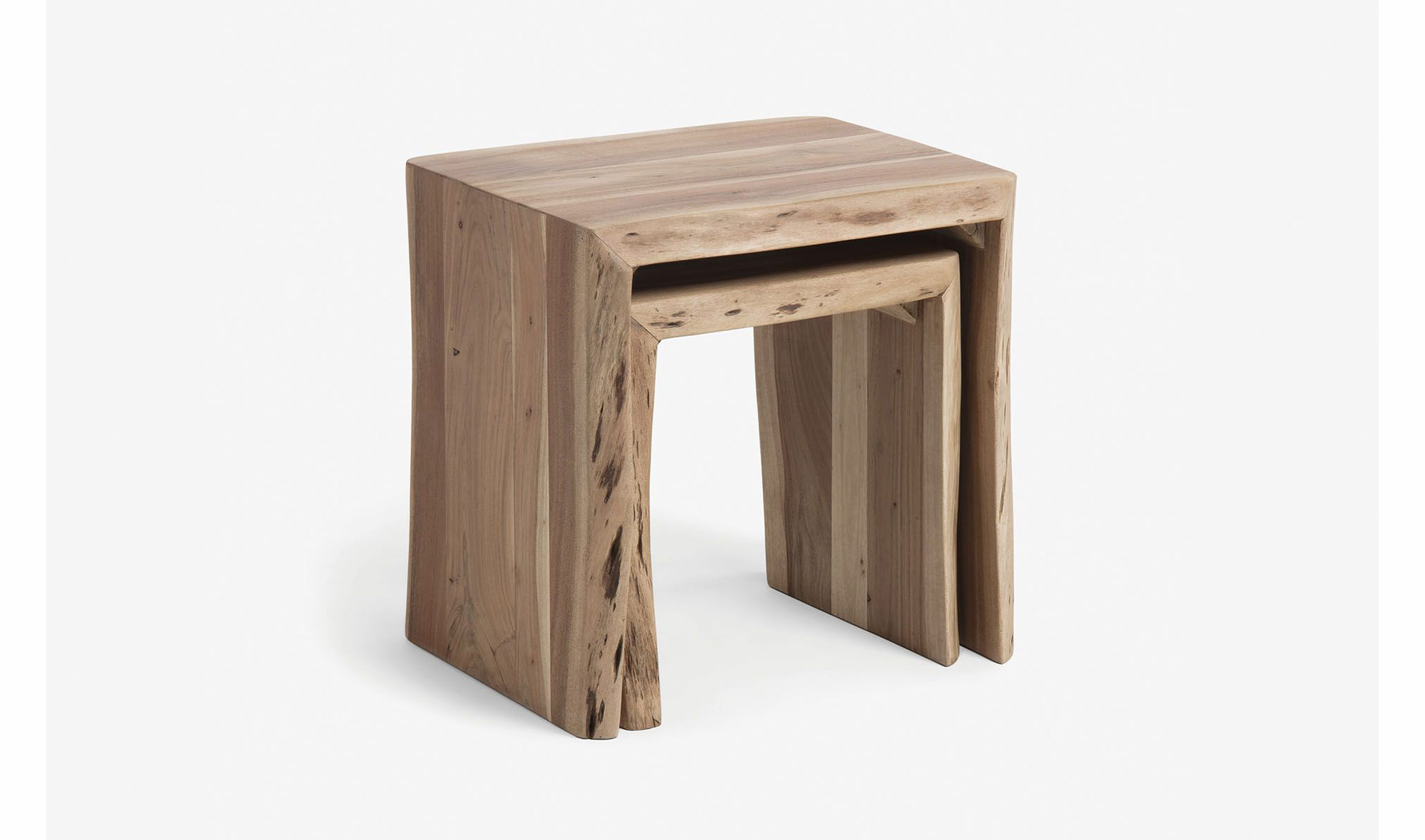 Set 2 mesas auxiliares acacia natural Rykai