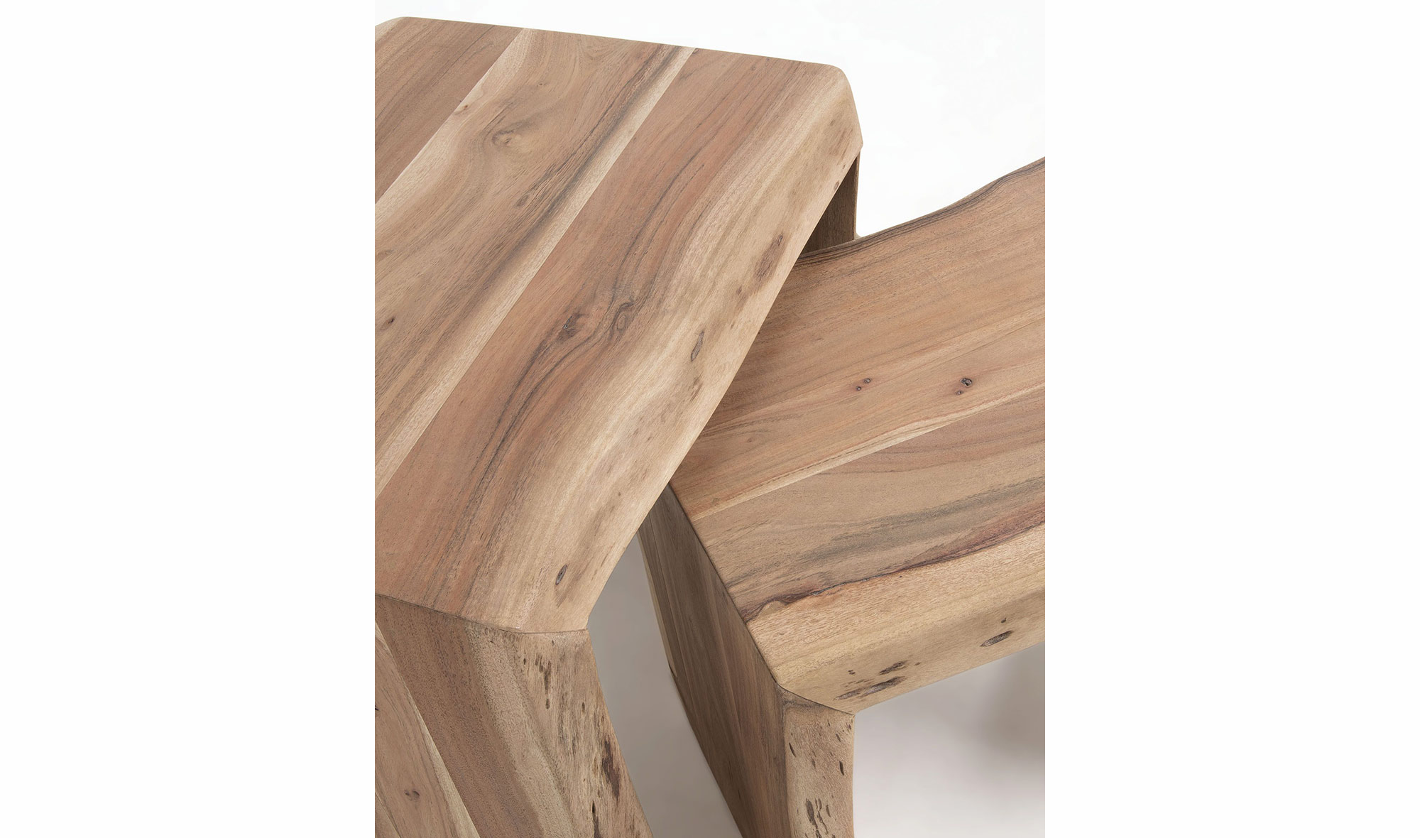 Set 2 mesas auxiliares acacia natural Rykai