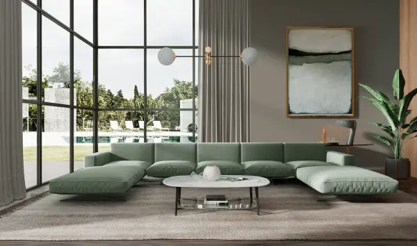 Sofá doble chaise longue moderno Florencia