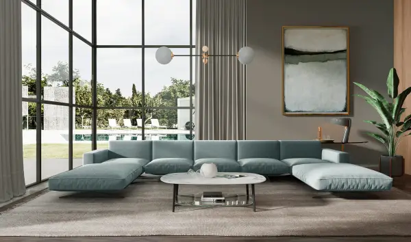 Sofá doble chaise longue moderno Florencia