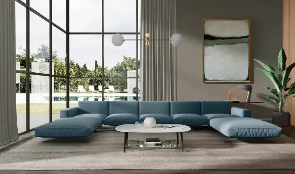 Sofá doble chaise longue moderno Florencia