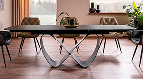 Mesa de comedor extensible porcelnico negro Infinity