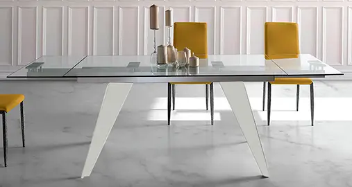 Mesa de comedor extensible lacado gris perla mate Tolova