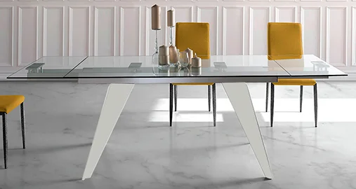 Mesa de comedor extensible lacado gris perla mate Tolova