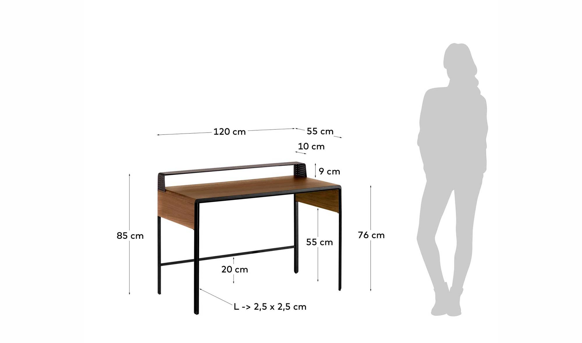 Mesa de escritorio nogal industrial Dynaria