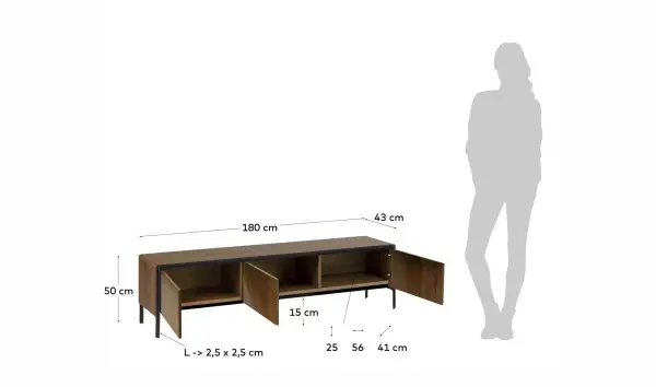 Mesa de televisión nogal industrial Dynaria