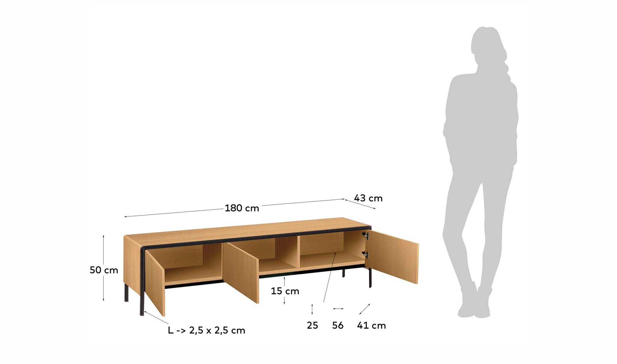 Mesa de televisión roble industrial Dynaria