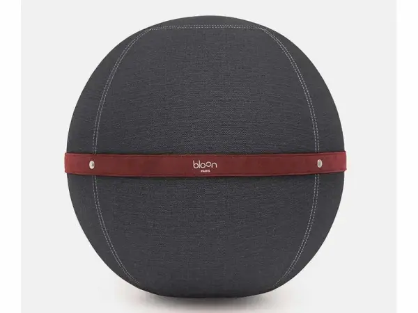 Pouf redondo tapizado gris oscuro Bloon