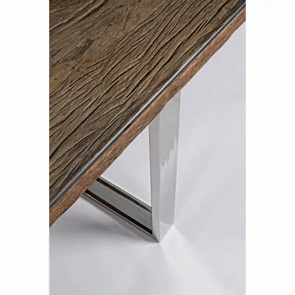 Mesa de centro diseño cuadrada acero y madera reciclada Serrat