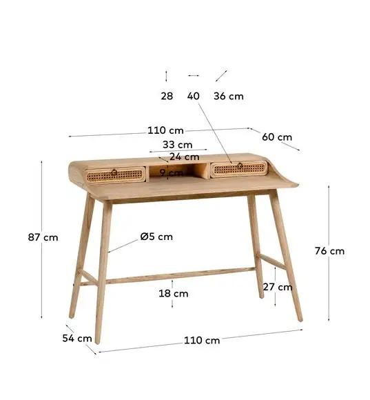Escritrorio madera y rejilla Nalu