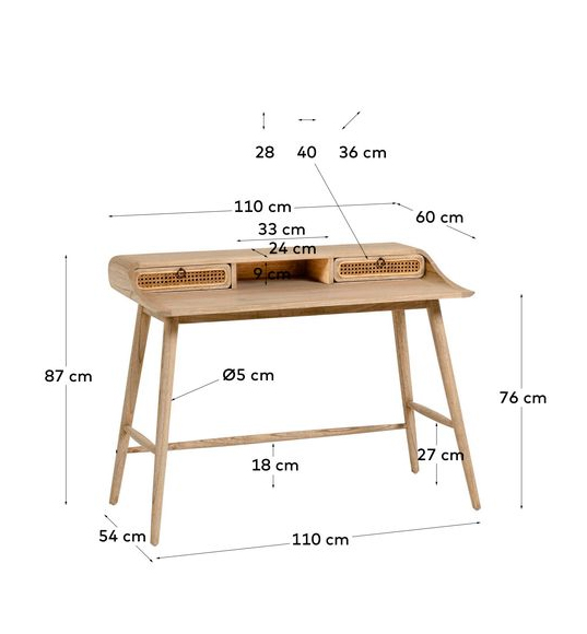 Escritrorio madera y rejilla Nalu