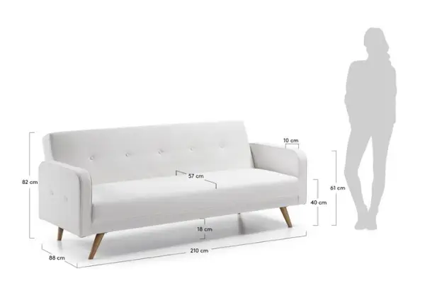 Sofá cama retro blanco Roger