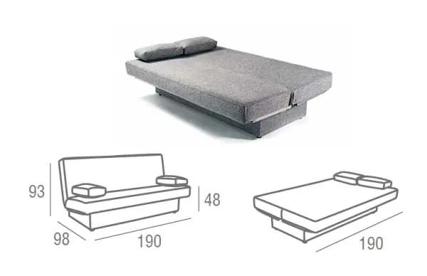 Sofá cama clic clac con arcón tapizado