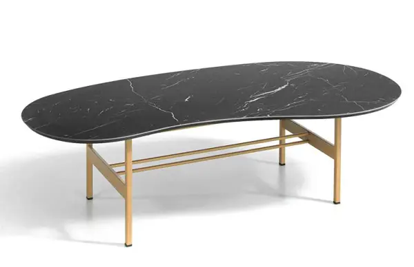Mesa de centro nuez porcelánica y metal