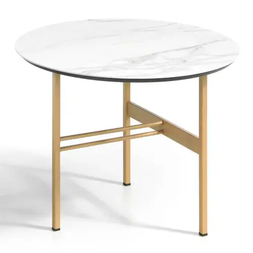 Mesa de rincón porcelánica y metal