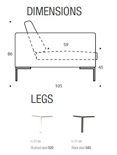 Sofá con chaise longue Charles terciopelo