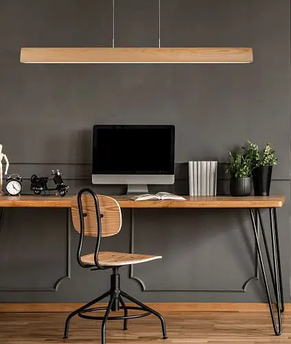 Lámpara de techo columna de madera Led
