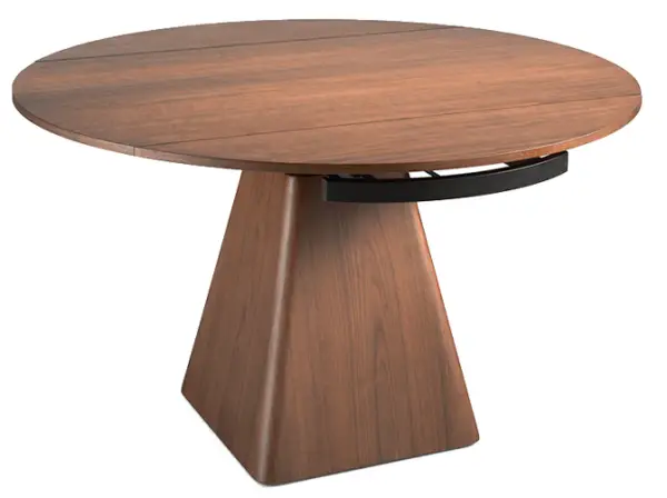 Mesa de comedor extensible nogal pequeña oval