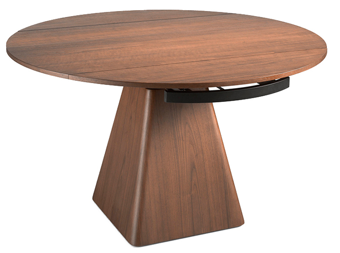 Mesa de comedor extensible nogal pequeña oval