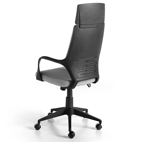 Sillón de despacho gris estructura negra giratorio