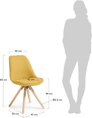 Silla tapizada haya nórdico mostaza Ralf