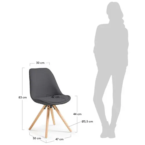 Silla tapizada haya nórdico gris oscuro Ralf