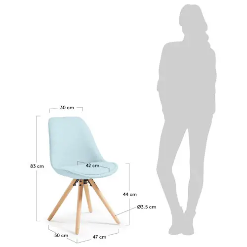 Silla tapizada haya nórdico azul claro Ralf