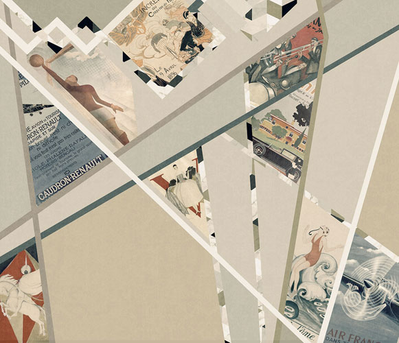Papel pintado textil lienzo autoadhesivo Affiche