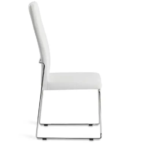 Silla moderna tapizada y acero Bigorre polipiel blanca