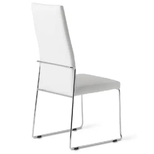 Silla moderna tapizada y acero Bigorre polipiel blanca