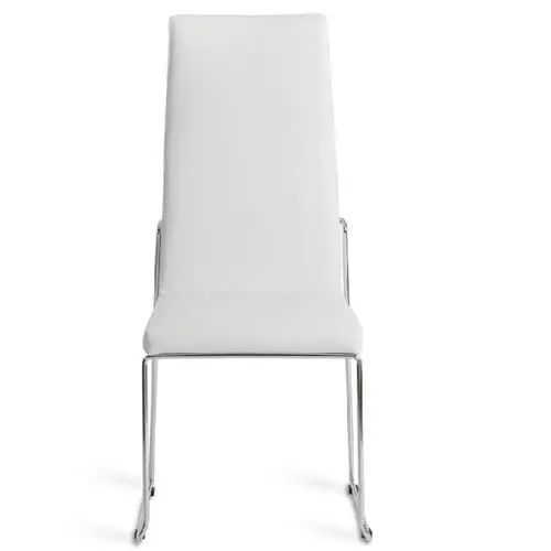 Silla moderna tapizada y acero Bigorre polipiel blanca