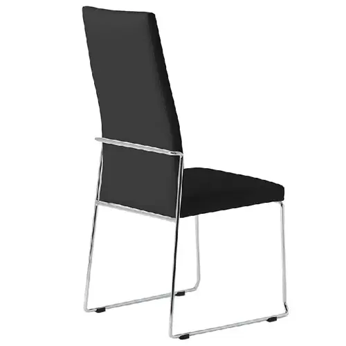 Silla moderna tapizada y acero Bigorre polipiel negra