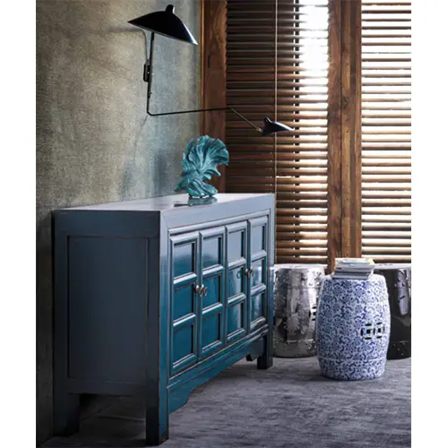 Aparador chino Jinan 4 puertas azul oscuro