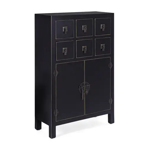Aparador chino 2 puertas 6 cajones pechino negro